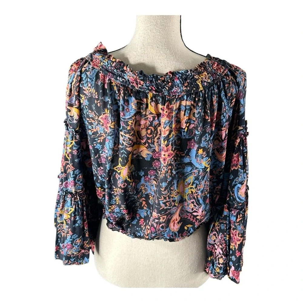 Free People Free Spirit Off The Shoulder Floral Print‎ Top Size Small